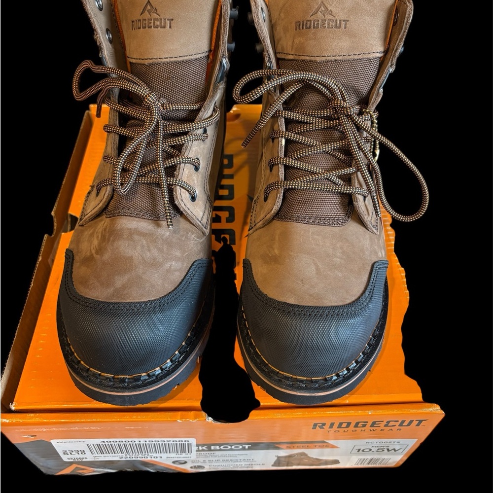 Brown and Black Rugged Outdoor Boots Steel Toe New